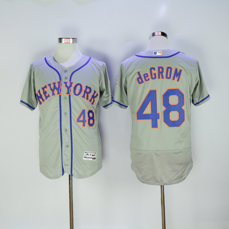 Men New York Mets #48 Degrom Grey Elite MLB Jerseys